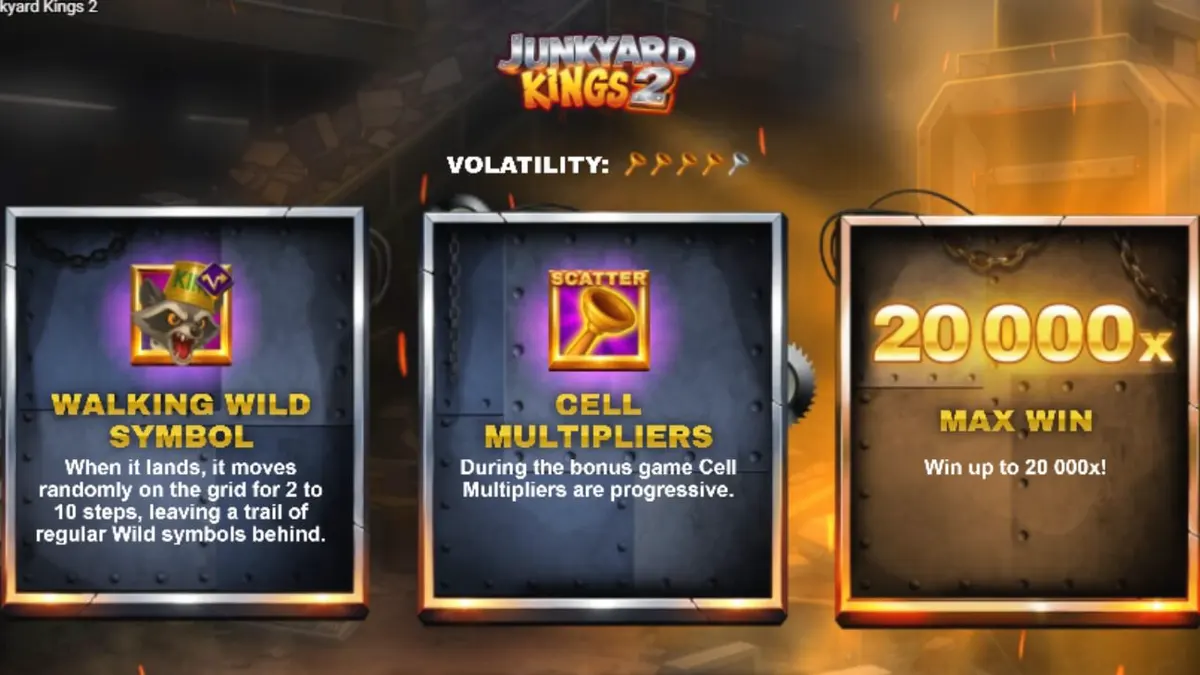 Tampilan visual grid 7x7 dalam permainan slot Junkyard Kings 2